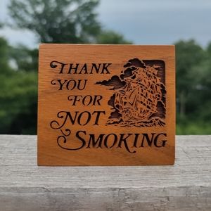 Small Vintage Wooden "Thank You For Not Smoking" Sailing Ship Sign by Lasercraft